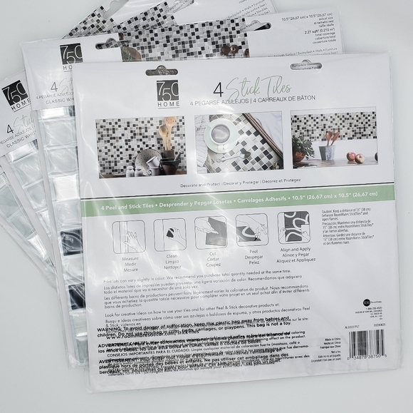 750 Home Stick Tiles Navy/Silver/White 4x4 Pack - Picture 7 of 7